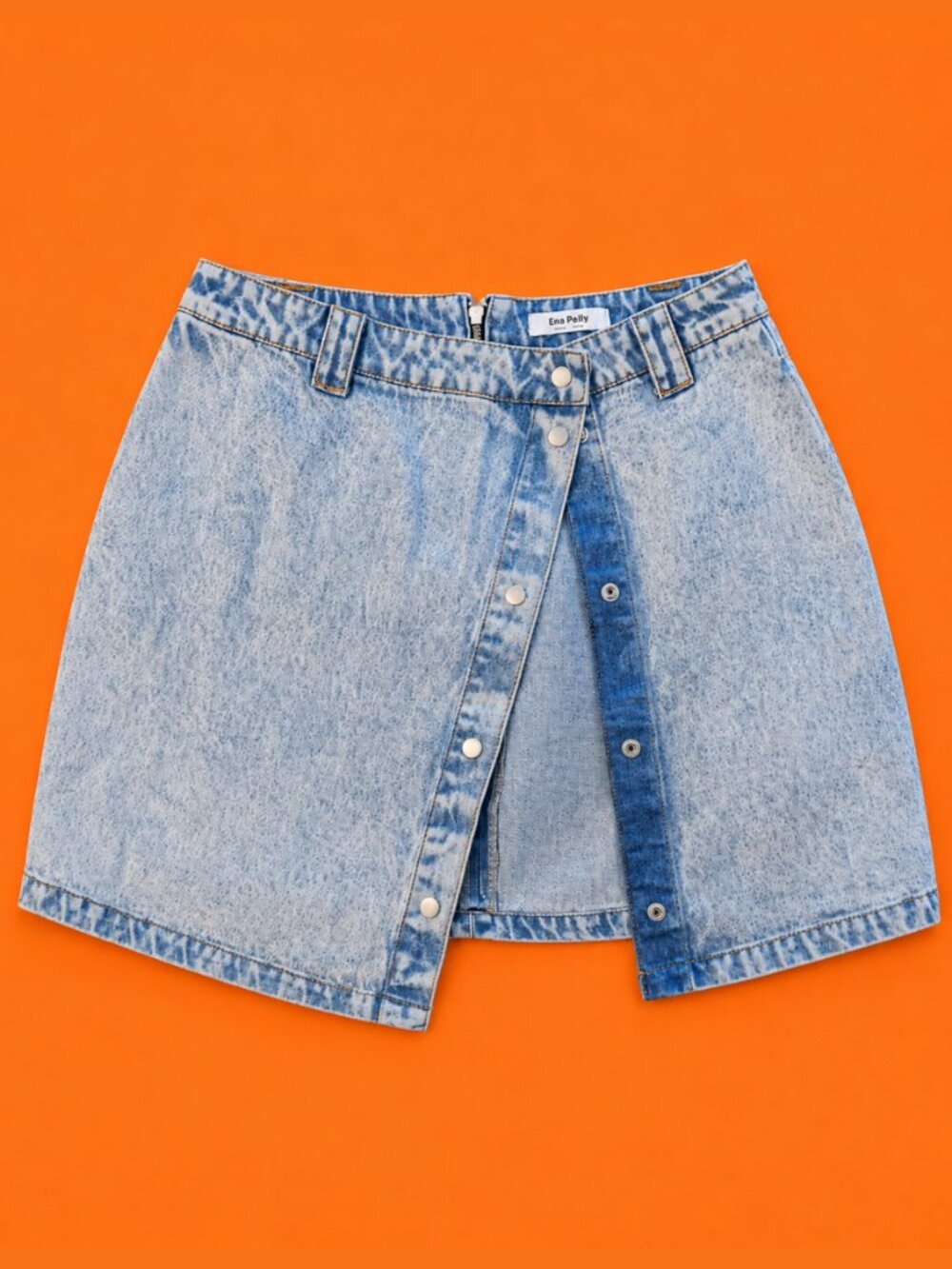 Y2K Preppy Grunge Denim Mini Skirt Button-Front 100% Cotton Size 10